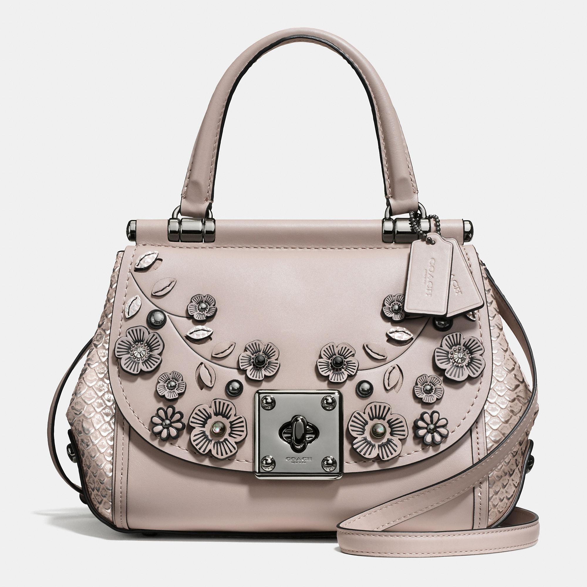 Lyst Coach Drifter Top Handle Satchel With Willow Floral Applique in Gray